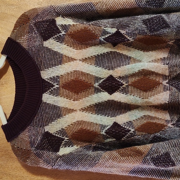 Free People Diamond Days Rainbow Sweater Purple Rust Boho Cotton Wool Mohair Med - Picture 3 of 13